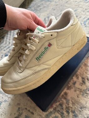 REEBOK CLASSICS Club C 85 Vintage Sneakers Chalk White Green Leather Shoes